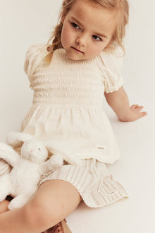Kids white short-sleeve woven blouse