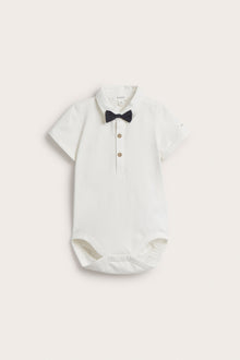 Baby white bow tie bodysuit