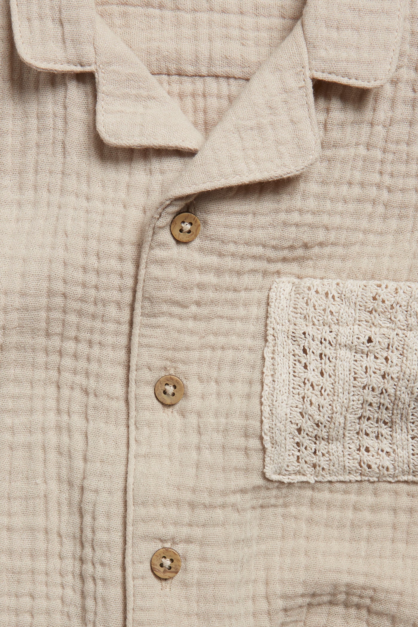 Kids beige muslin short-sleeved shirt