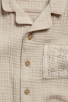 Kids beige muslin short-sleeved shirt