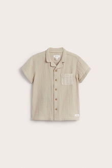 Kids beige muslin short-sleeved shirt
