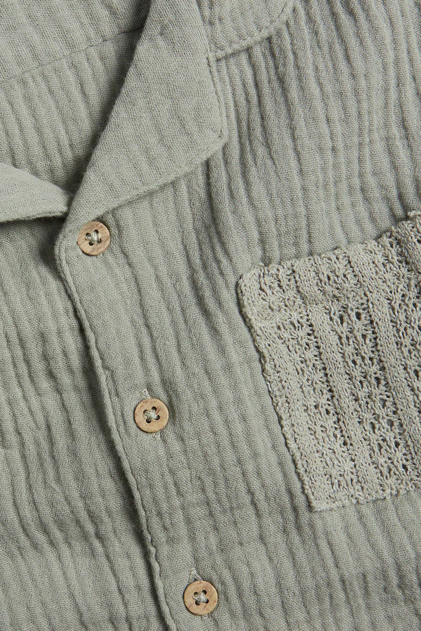 Kids green muslin short-sleeved shirt