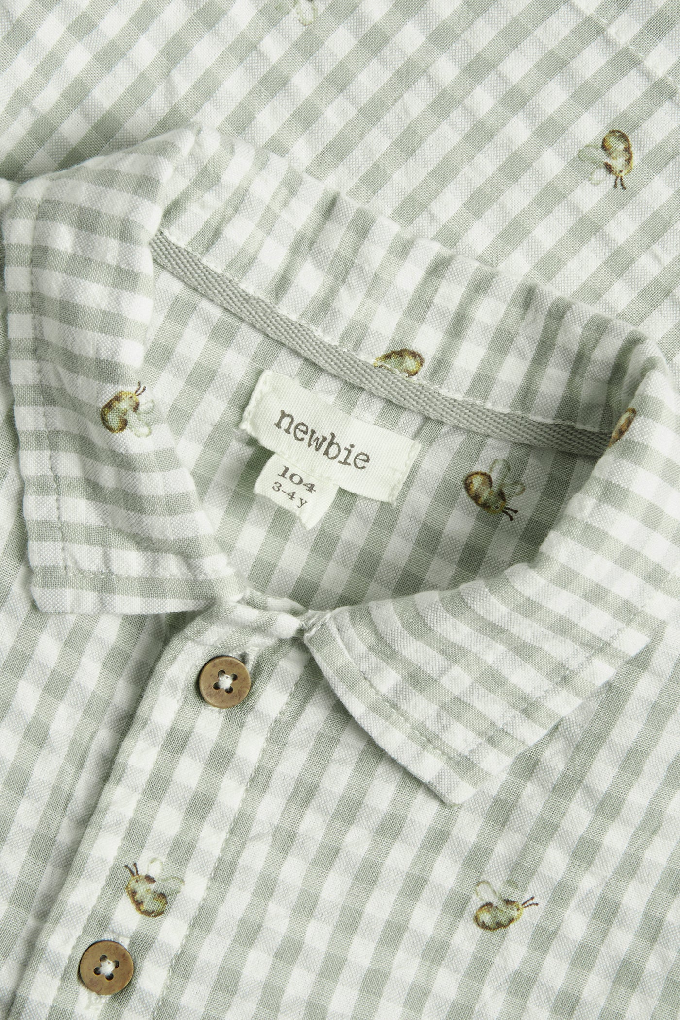 Kids green checked bumblebee shirt