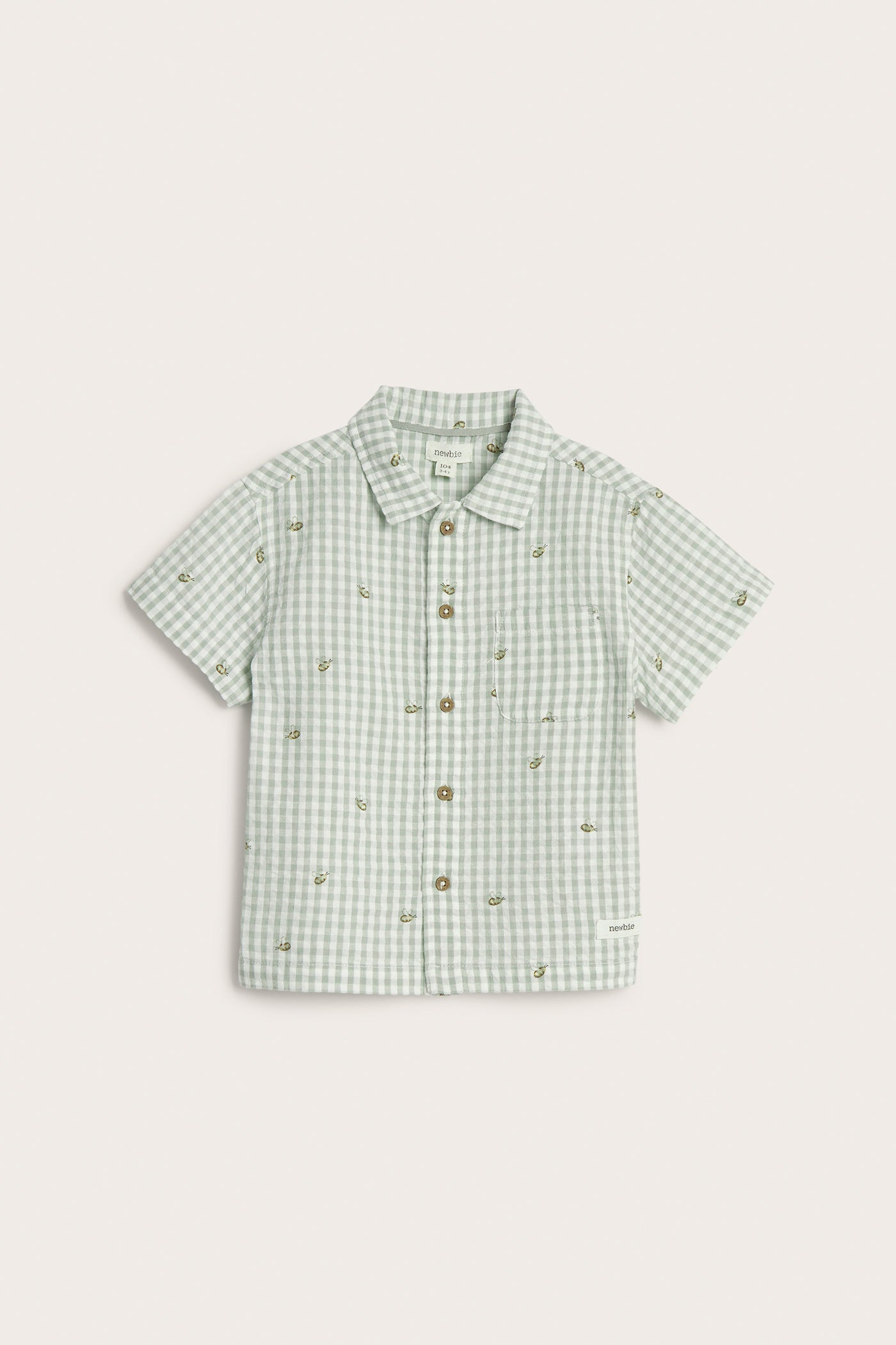 Kids green checked bumblebee shirt