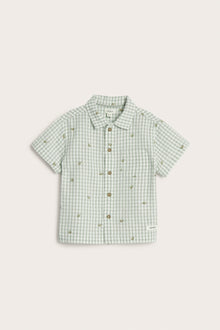 Kids green checked bumblebee shirt