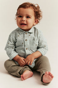 Baby green checked bumblebee shirt