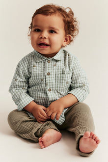 Baby green checked bumblebee shirt