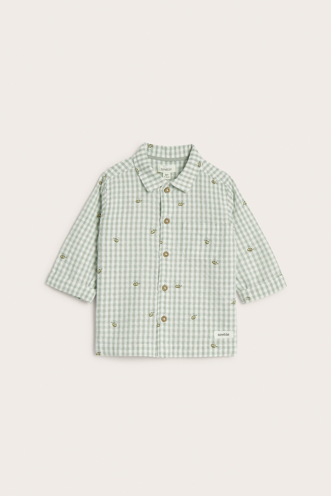 Baby green checked bumblebee shirt