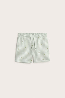 Kids´ green checked bumblebee shorts