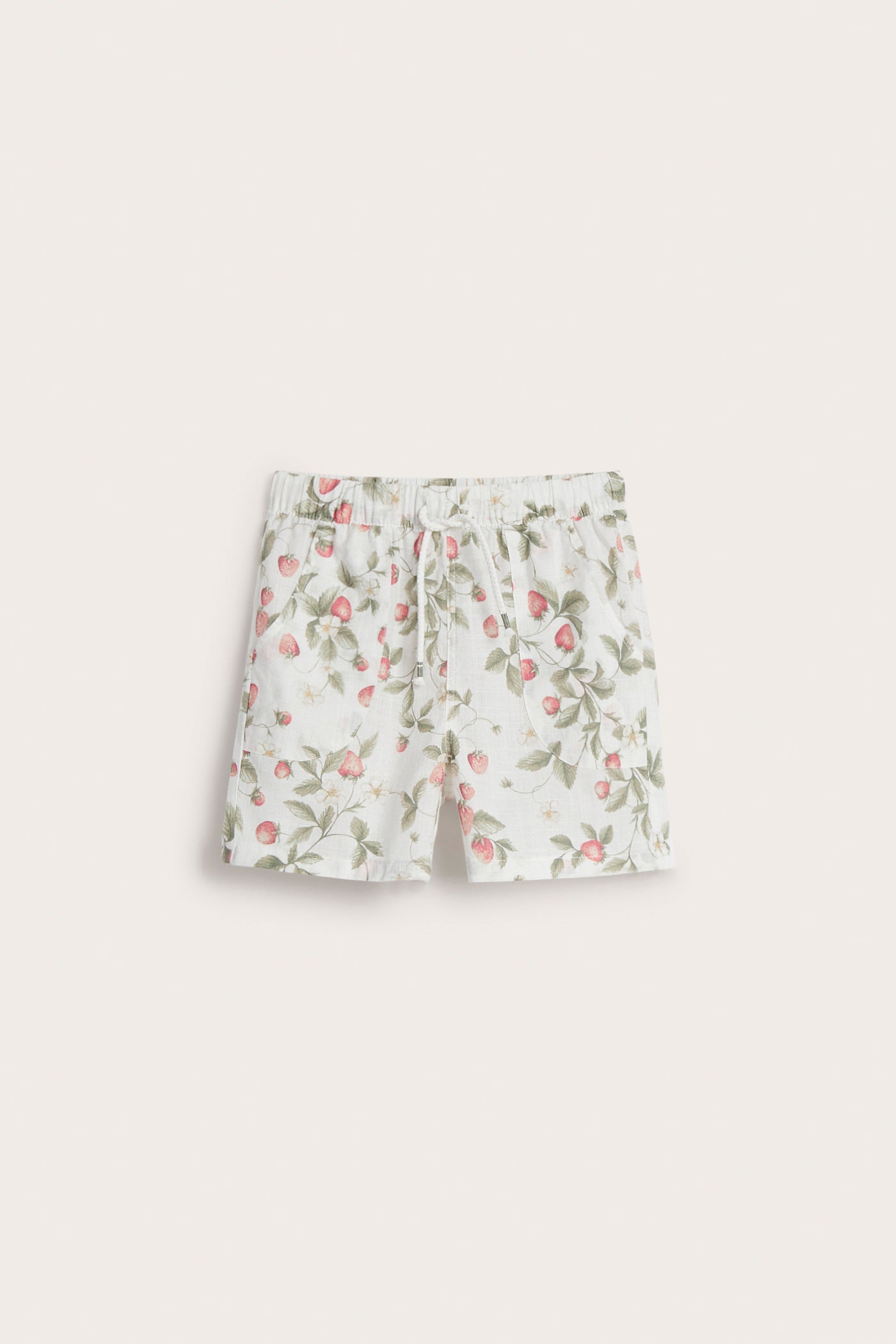 Kids' white shorts with strawberries