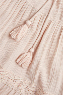 Women's pink viscose skirt with lace