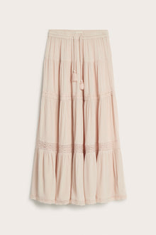 Women's pink viscose skirt with lace