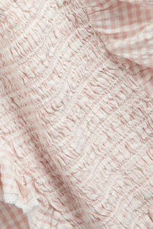 Women's pink checked frill blouse
