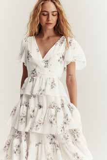 Women's white floral chiffon dress