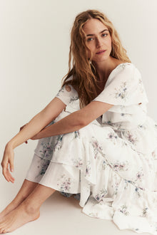 Women's white floral chiffon dress