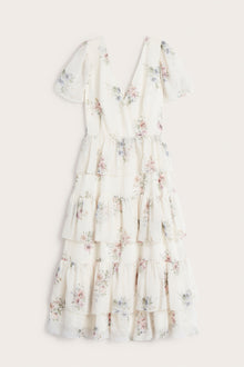 Women's white floral chiffon dress
