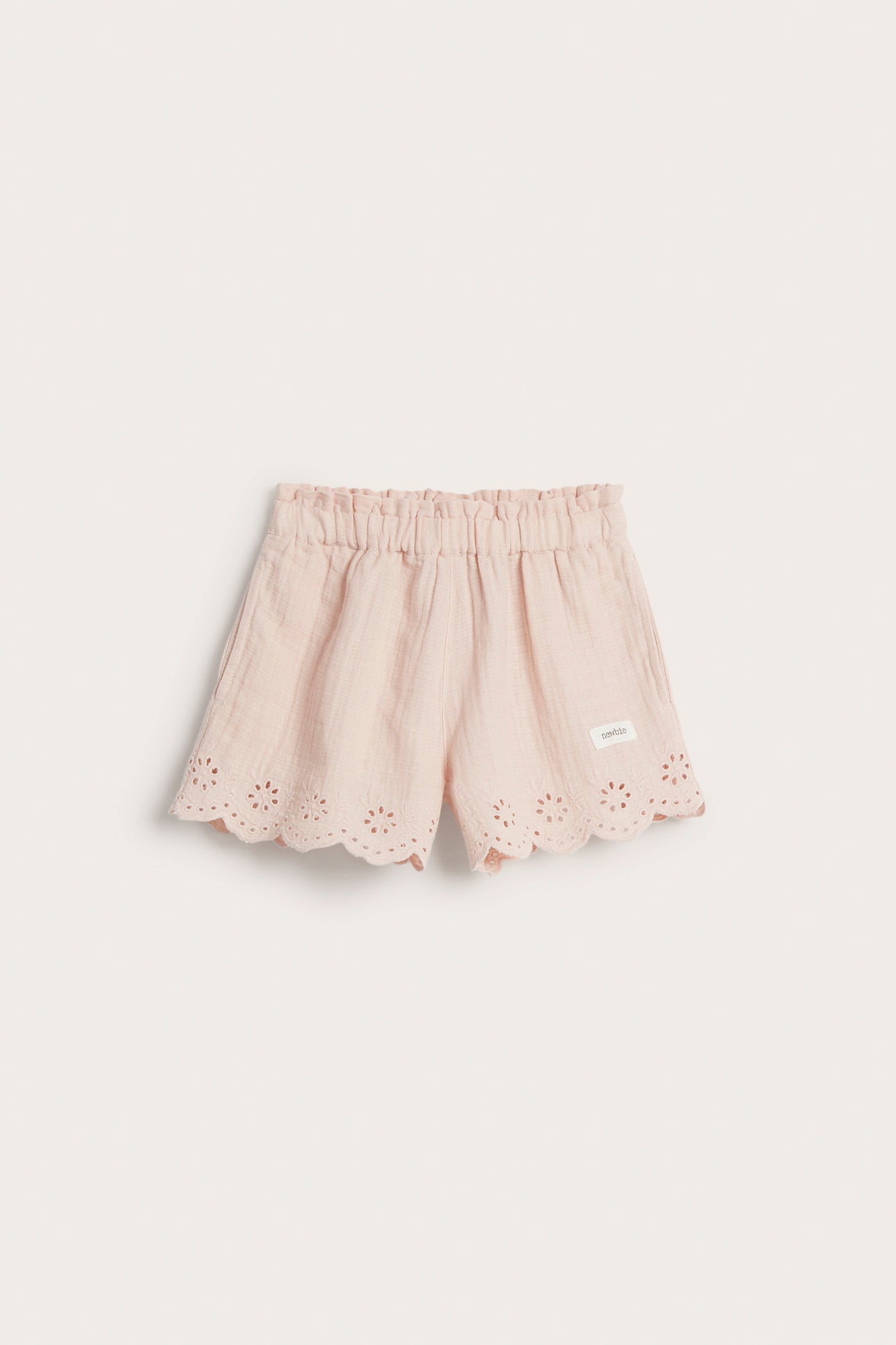 Kids' pink embroidered shorts