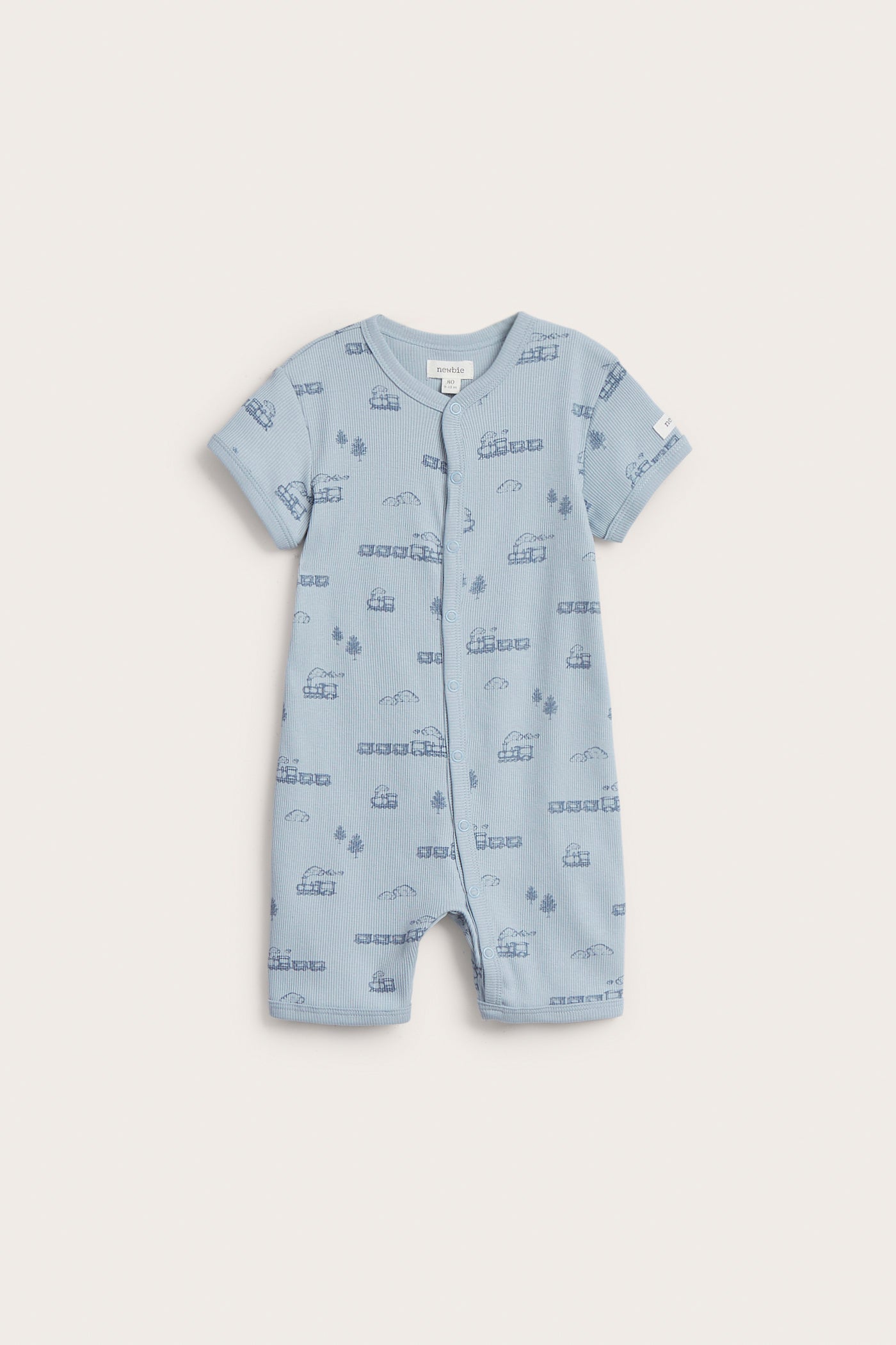 Baby blue train sleepsuit