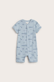 Baby blue train sleepsuit