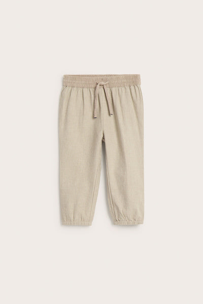 Baby beige striped woven trousers
