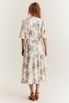 Women's white floral dress with belt