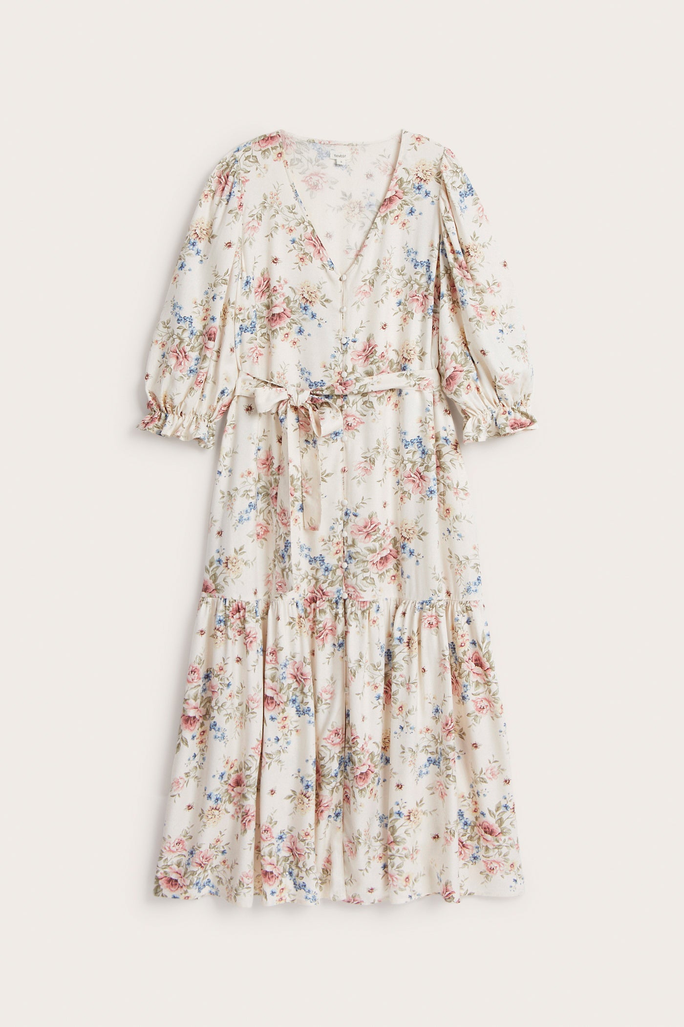 Women's white floral dress with belt