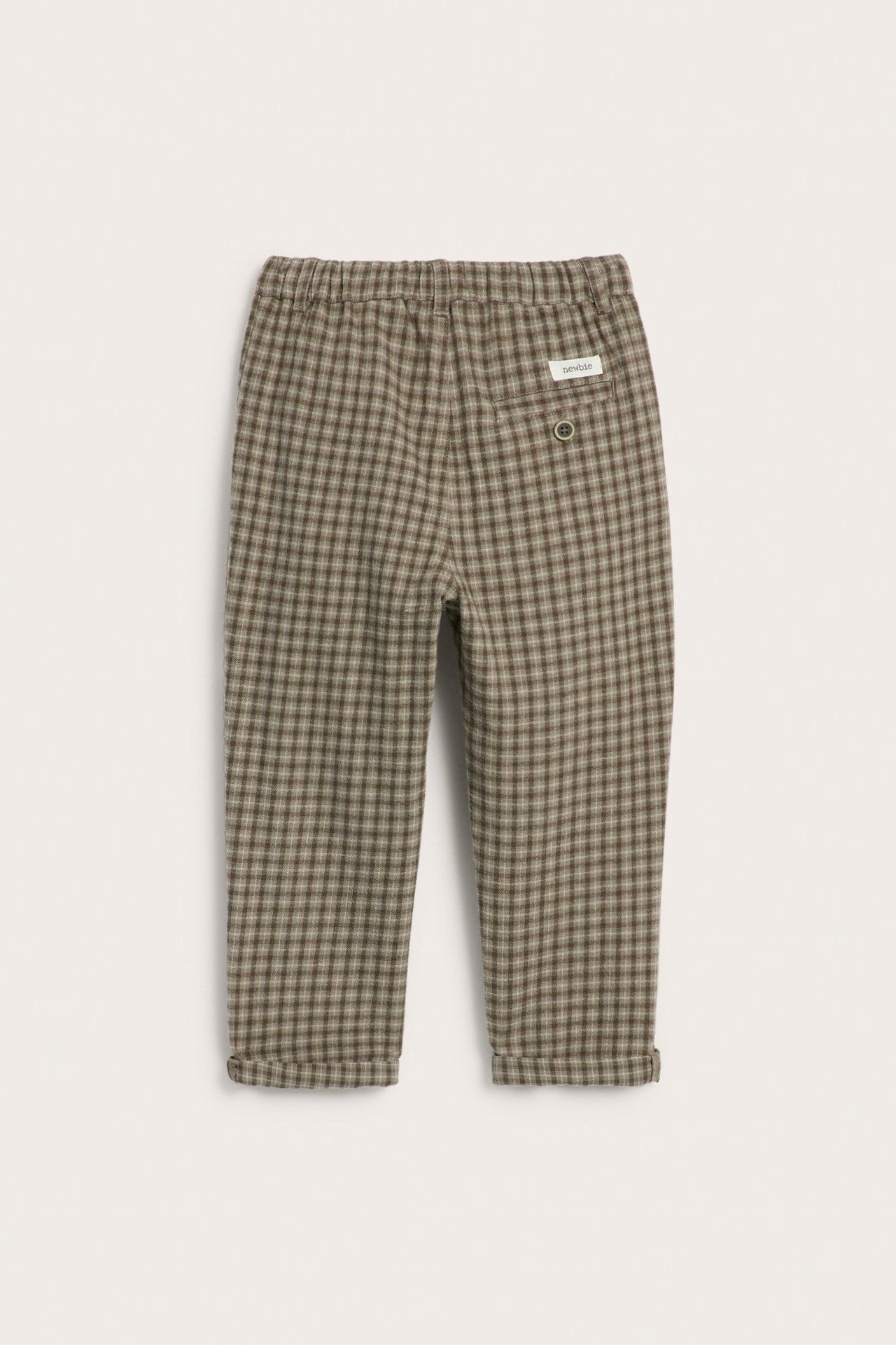 Kids brown checked twill trousers