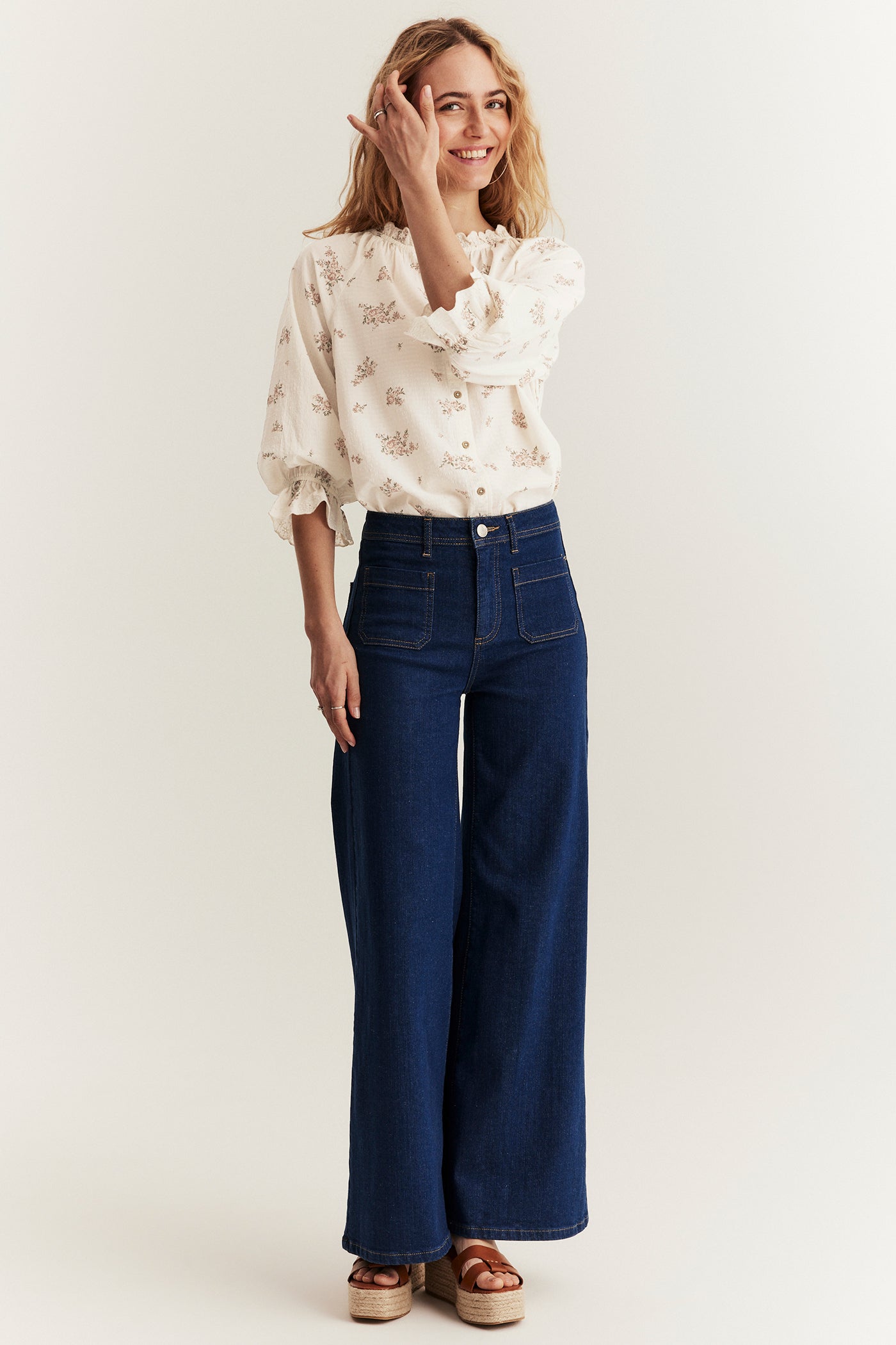 Women's white floral blouse