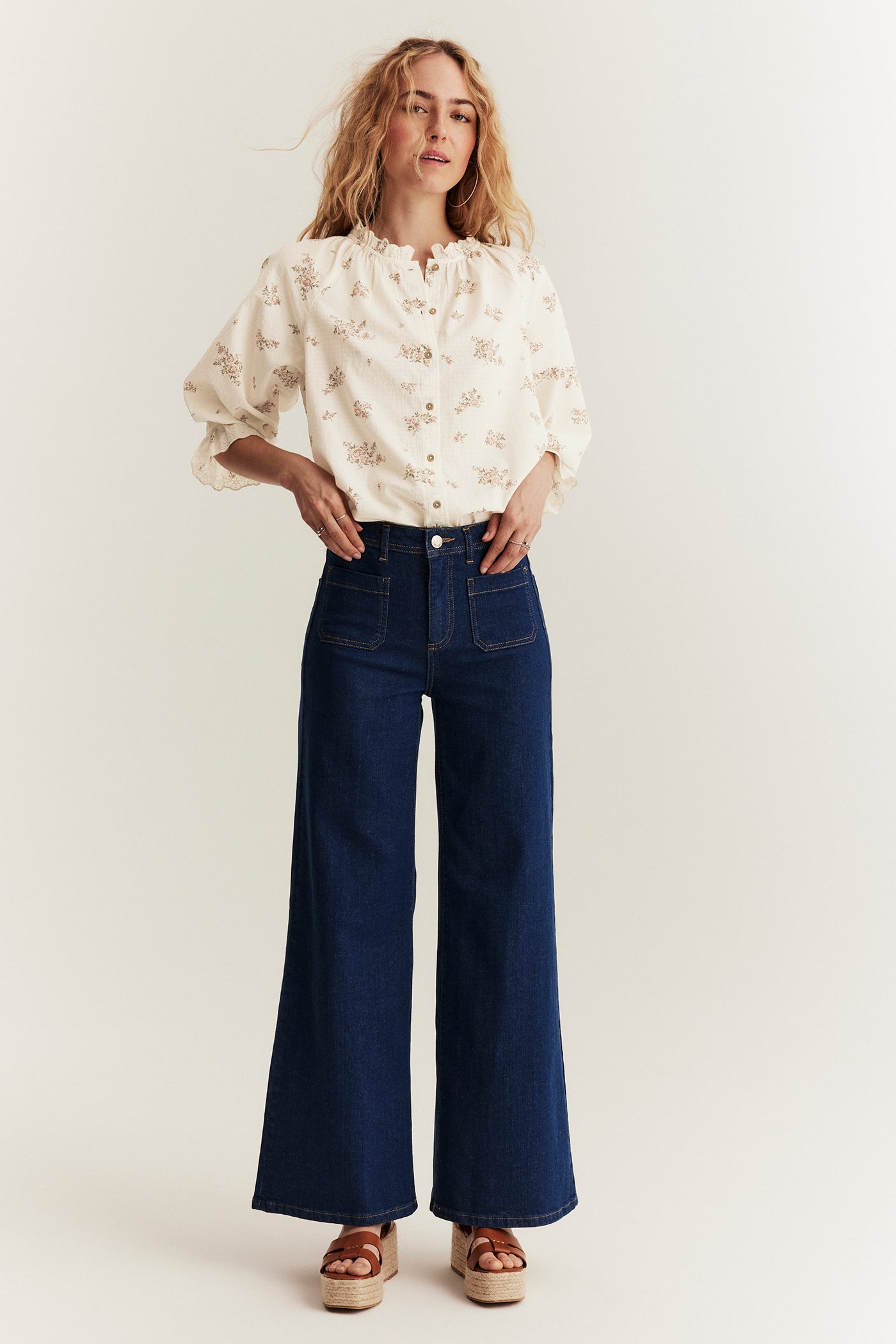 Women's white floral blouse