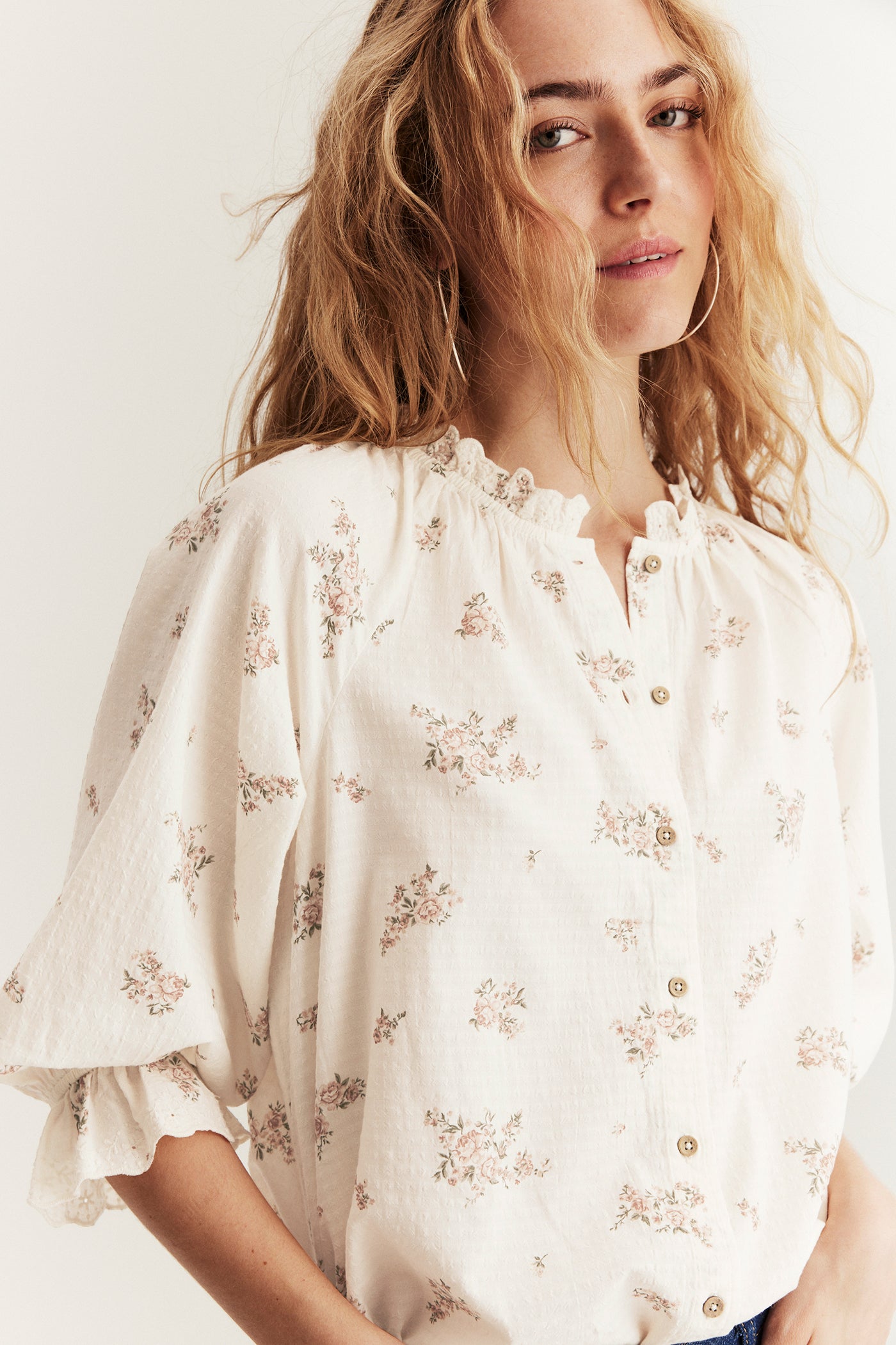 Women's white floral blouse