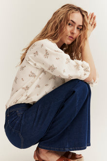 Women's white floral blouse