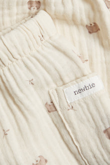 Baby beige muslin trousers with bears