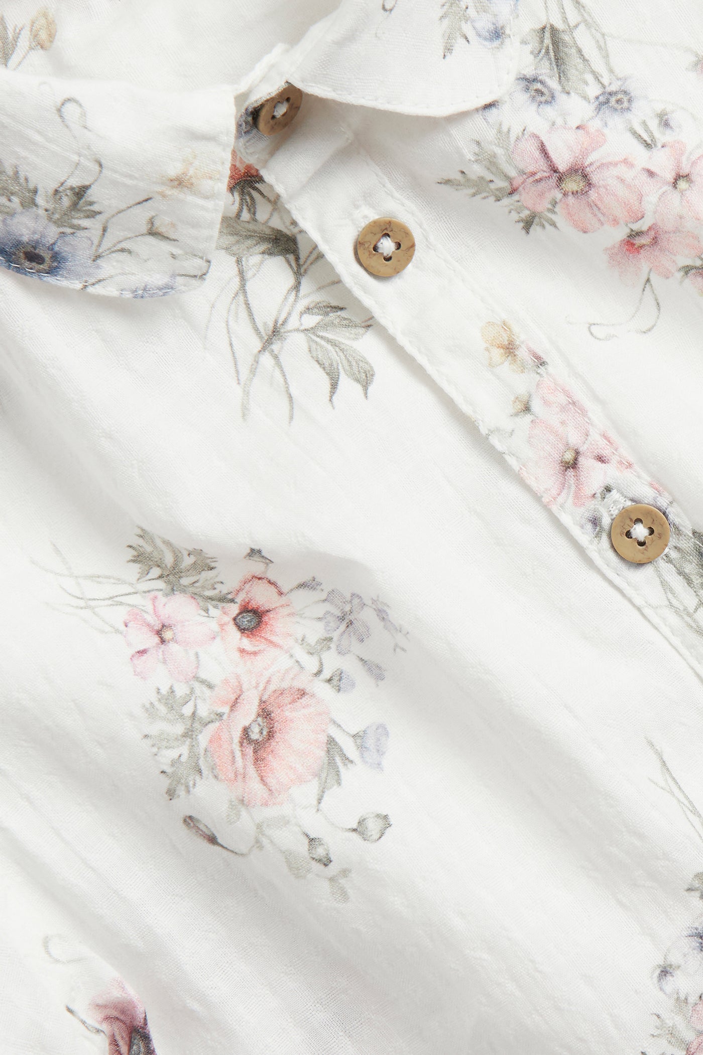 Kids white floral short-sleeved shirt