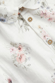 Kids white floral short-sleeved shirt