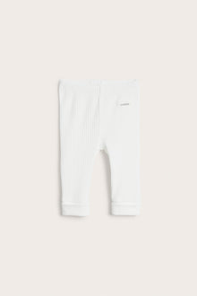 Baby white ribbed leggings
