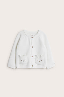 Baby white cardigan with cute pockets