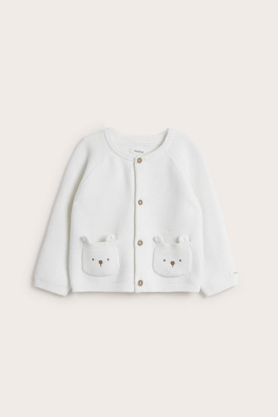 Baby white cardigan with cute pockets