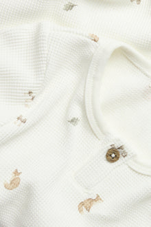 Baby white bodysuit with forest print