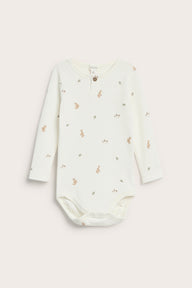 Baby white bodysuit with forest print