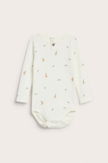 Baby white bodysuit with forest print