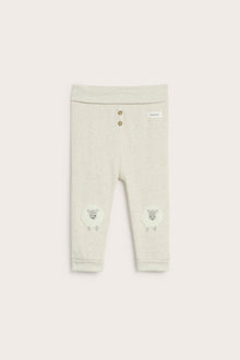 Baby beige leggings with lamb patches