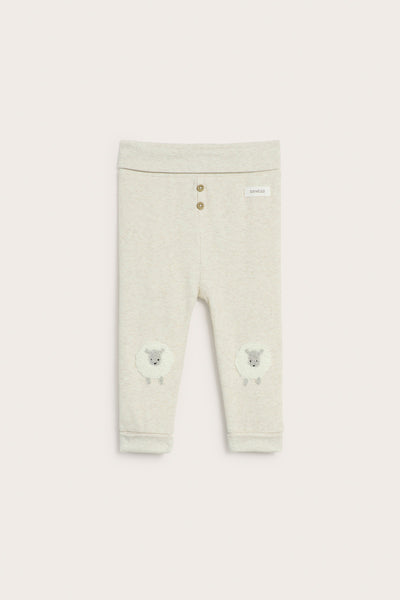 Baby beige leggings with lamb patches