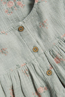 Kids green floral lace dress