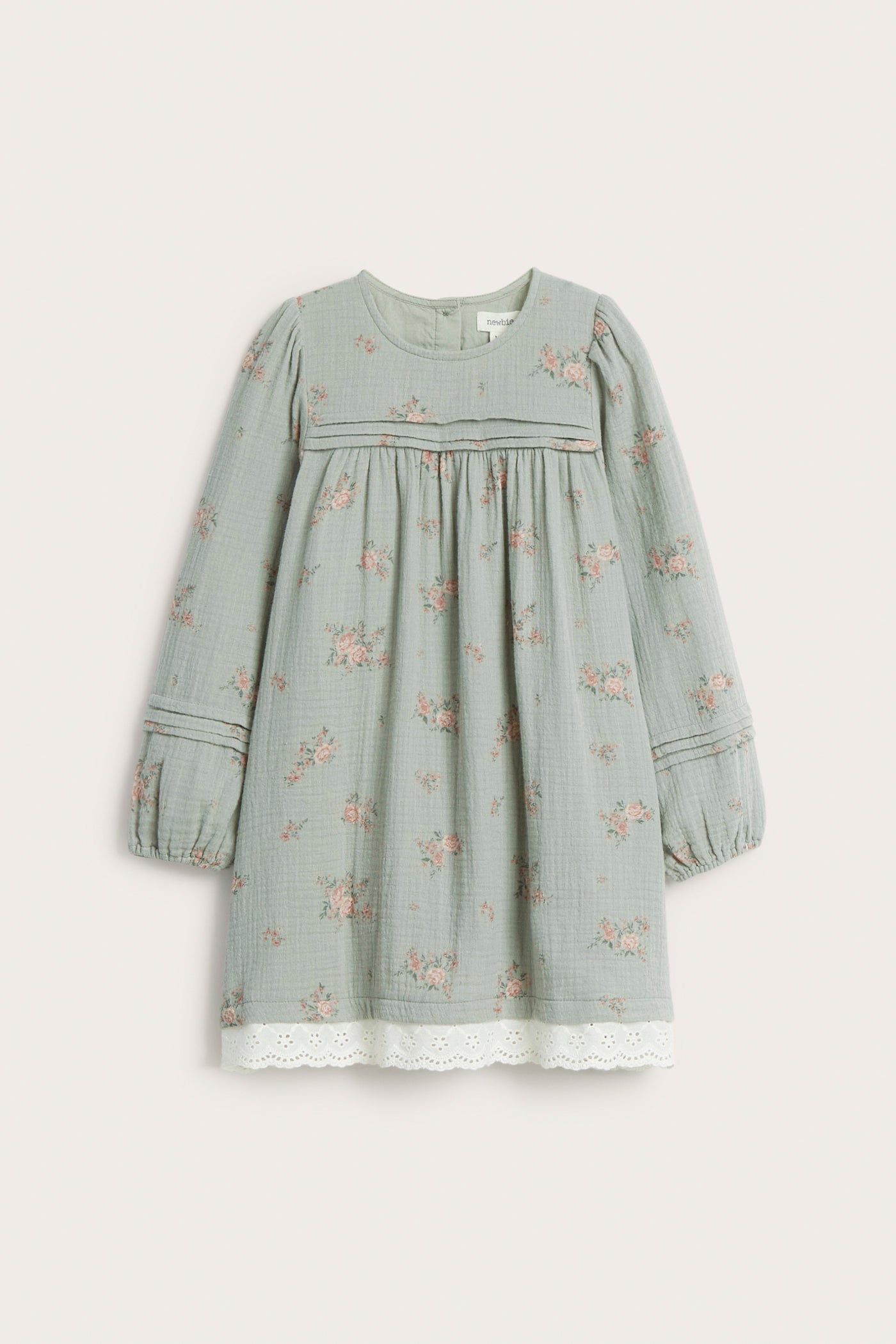 Kids green floral lace dress