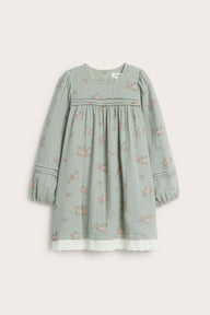 Kids green floral lace dress