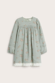 Kids green floral lace dress
