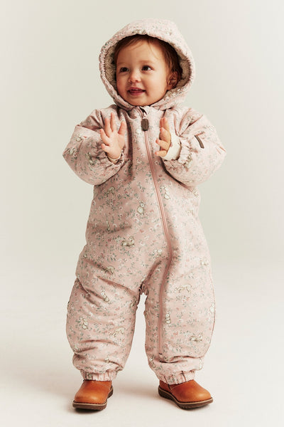 Baby pink floral print coverall