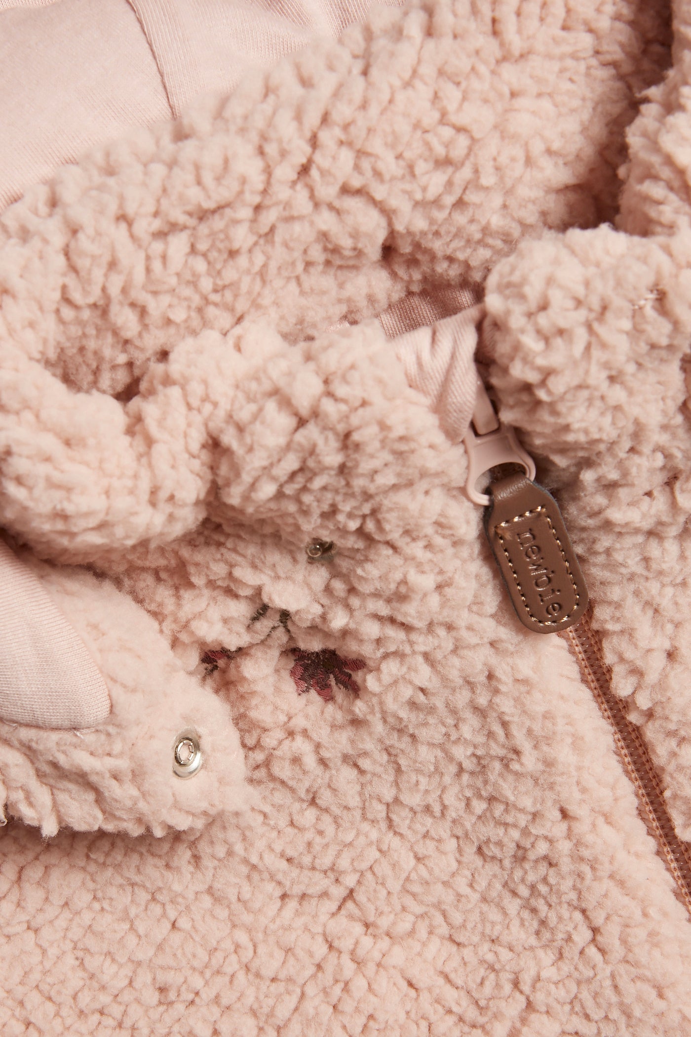Kids pink floral pile jacket
