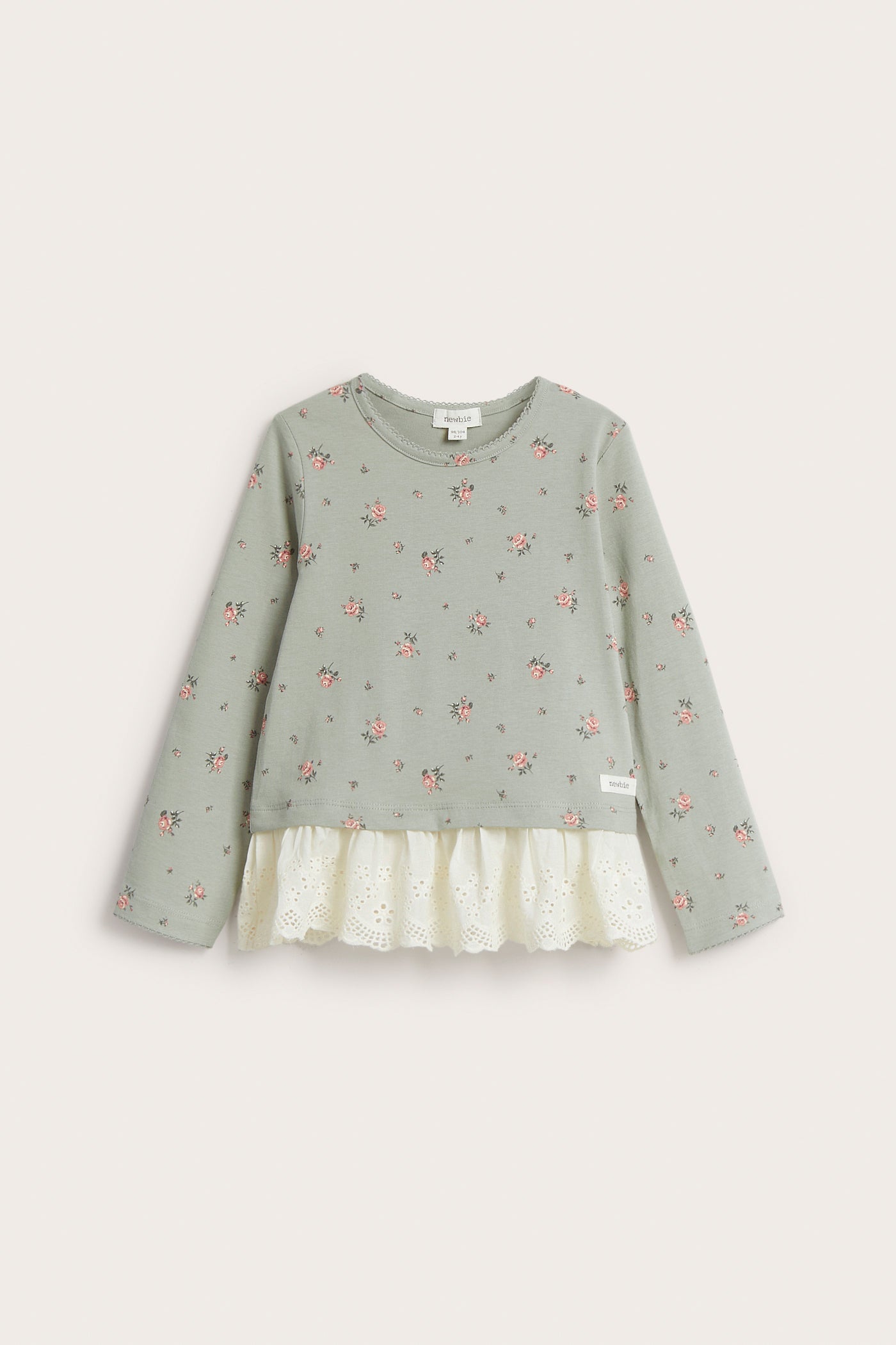Kids' green floral top with frill