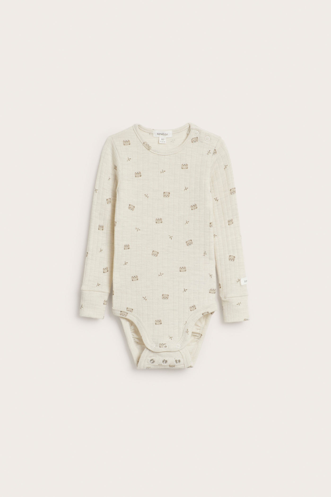 Baby beige ribbed wool bodysuit